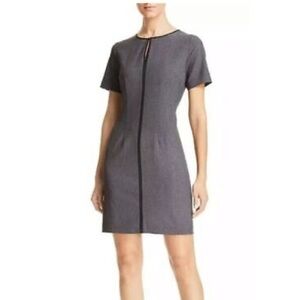 NWT New T Tahari Charcoal Gray Black Trim
Shift Dress Size: 8 Elegant Gray